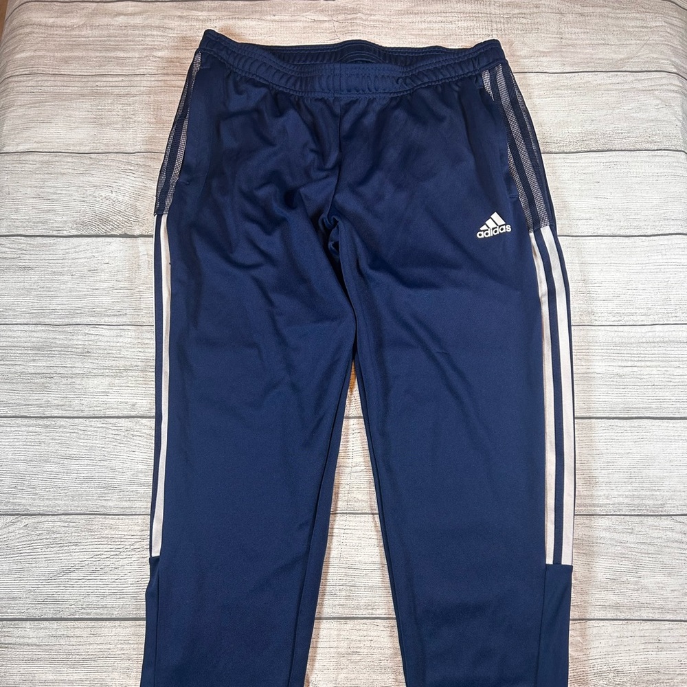 Adidas Kids Blue Joggers with White Stripes - Picture 8 of 8